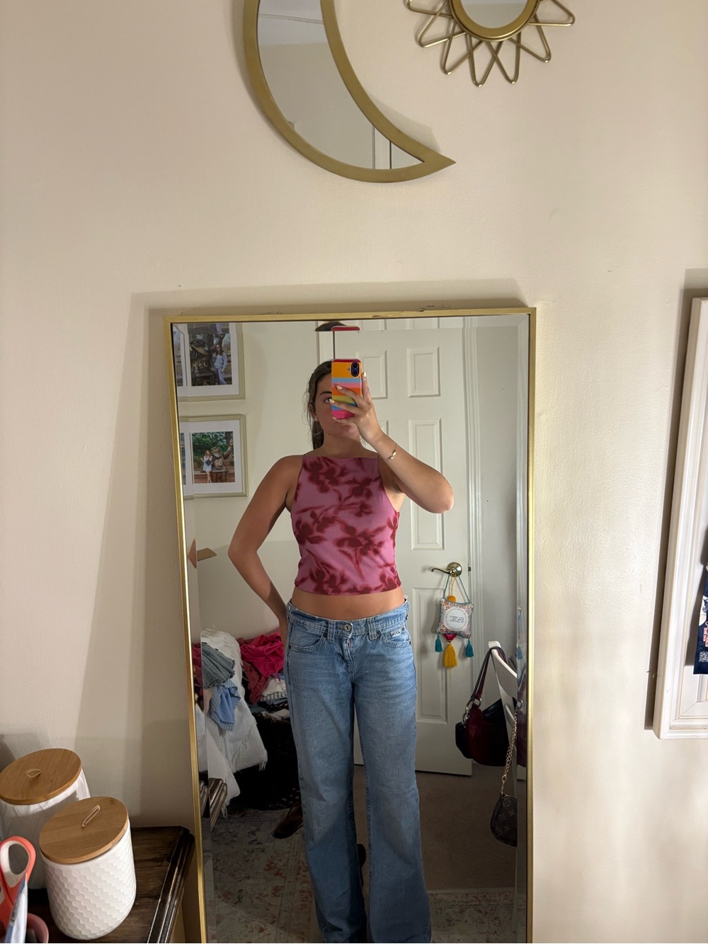 wild fable Pink Maroon Tie-Dye Tank Top